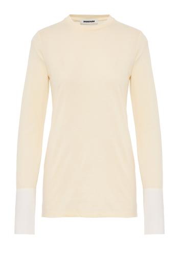 Nora cotton long-sleeved top with shirt cuffs in ivory