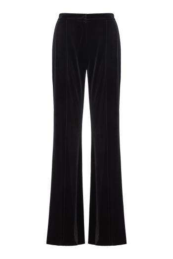 Embroidered velvet pants in black