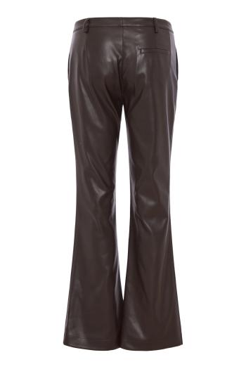 Trombetta faux-leather flared pants in coffee