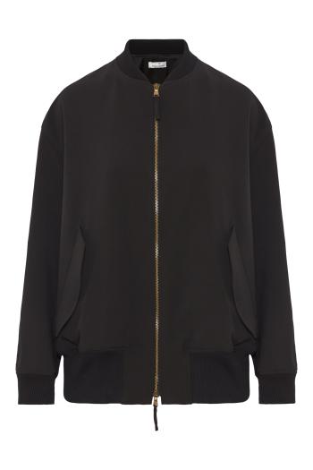 Zip-front bomber jacket in black