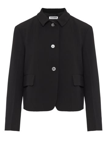 Single-breasted wool jacket in black