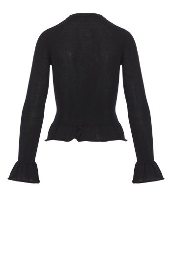 Wool bell-sleeve sweater in black