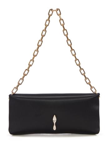 Maykimay satin chain pouch in black