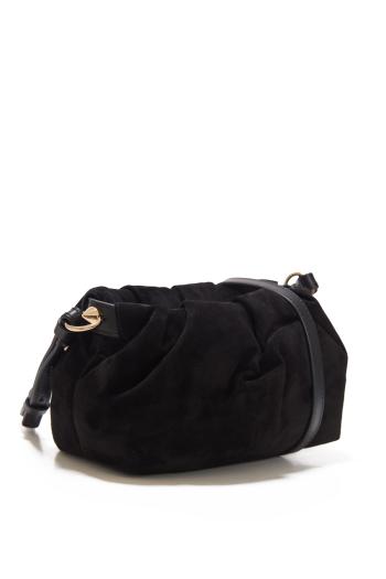 Eva mini suede crossbody bag in black