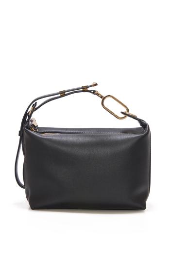 Flo shiny calf leather pouch in black