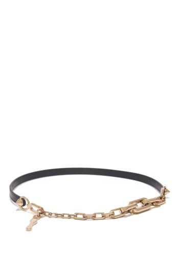Eva chain-detail leather belt in black