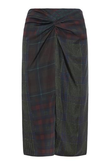 Fred silk flowing midi skirt in navy