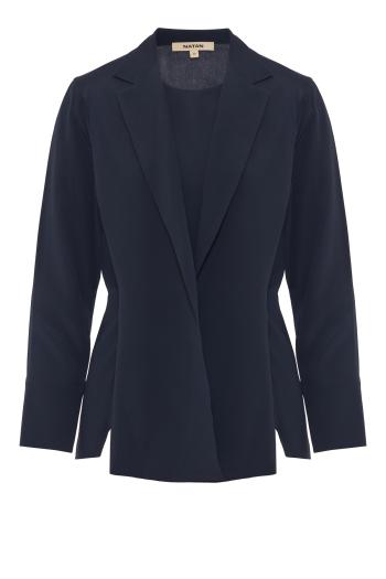 Fesar silk-blend wrap top in blue marine