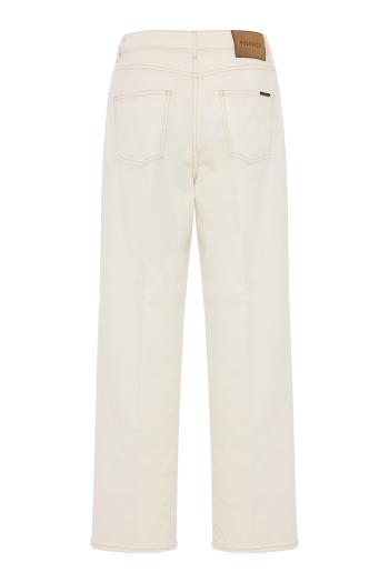 Cotton twill wide-leg pants in comet white