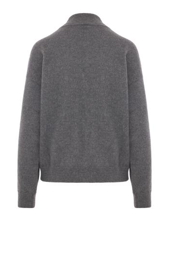 Wool and alpaca zip cardigan in grey eclipse