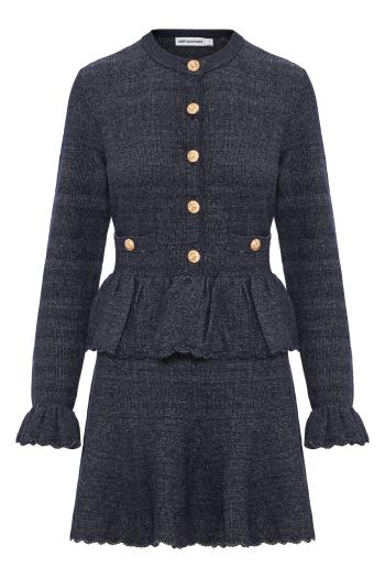 Textured knit mini dress in navy