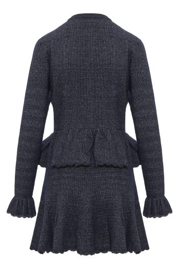 Textured knit mini dress in navy