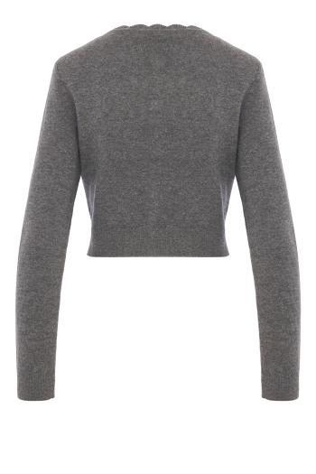 Lace-flower knit cardigan in grey