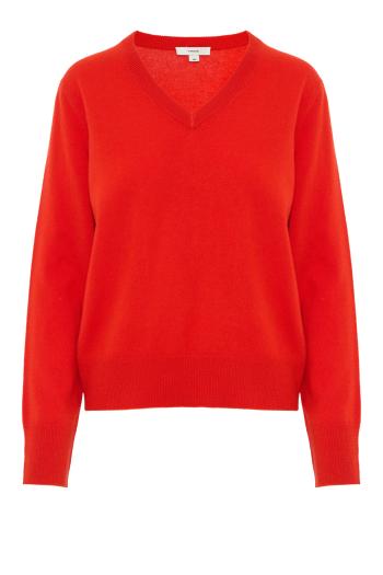 Cashmere V-neck sweater in crimson