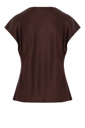 Silk cowl-neck blouse in cherrywood