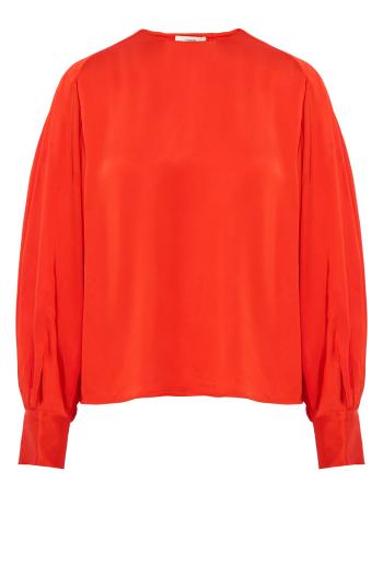 Raglan tie-neck top in crimson