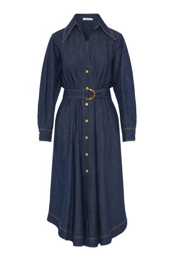 Denim midi shirt dress in harbour blue
