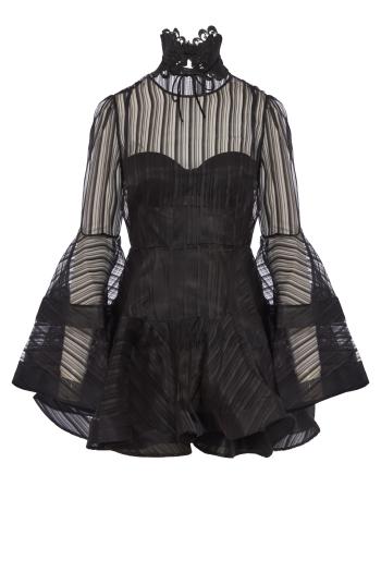Valiant lantern mini dress in black