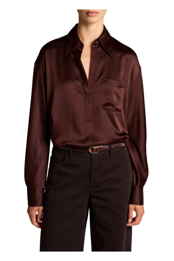 Silk dolman-sleeve blouse in cherrywood