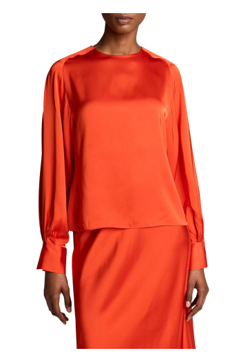 Raglan tie-neck top in crimson
