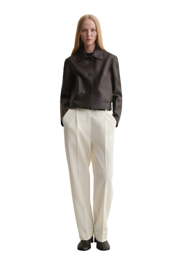 Emy tailored leather jacket in coffee bean