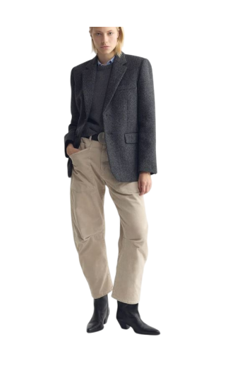 Shon corduroy barrel-leg pants in stone