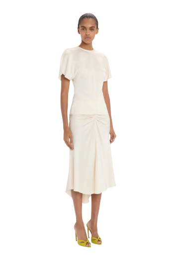 Bela satin top in elderflower