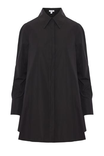 A-line cotton poplin shirt in black
