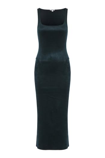 Velvet bodycon midi dress in bottle green
