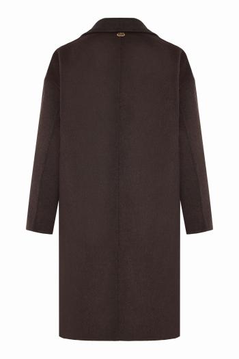Single-breasted cashmere double-face coat in ebony