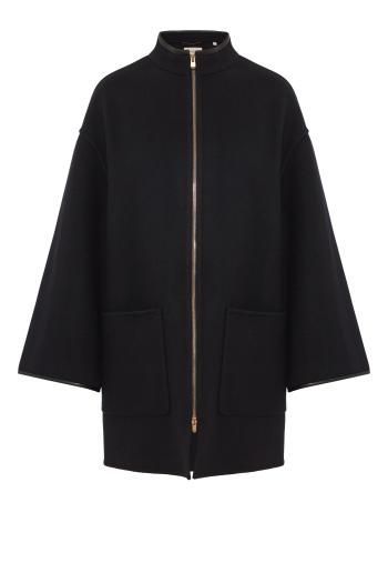 B-Jersey wool and cashmere coat in black