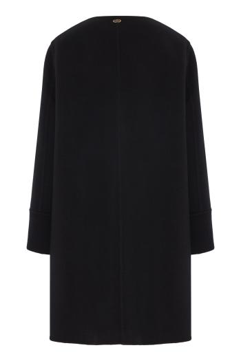 Matt cashmere double-face coat in black