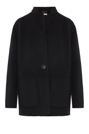 Matt cashmere double-face jacket in black