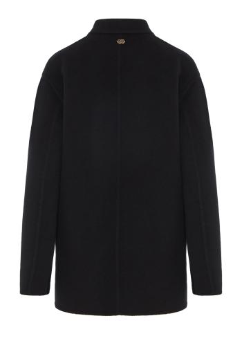 Matt cashmere double-face jacket in black