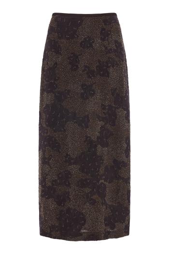 High-waisted wool-organza midi skirt in ebony