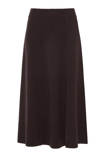 High-waisted cashmere midi skirt in ebony