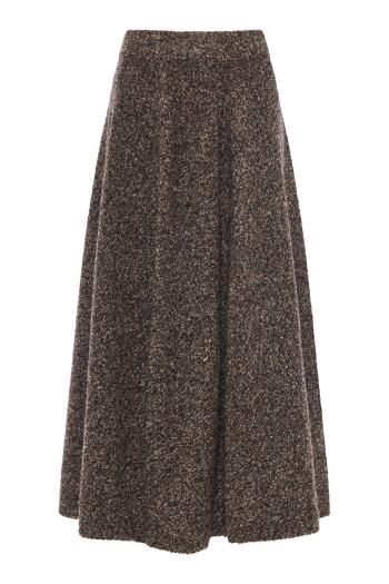 Cocoon bouclé cashmere and silk midi skirt in chocolate
