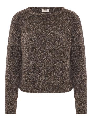 Cropped bouclé cashmere and silk sweater in chocolate