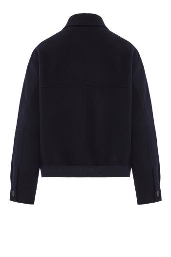 Zip-front wool jacket in navy