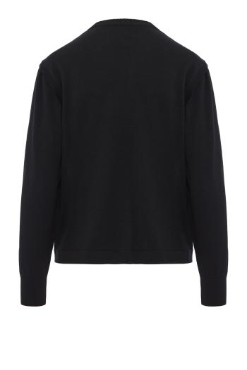 Embroidered wool and cotton sweater in black