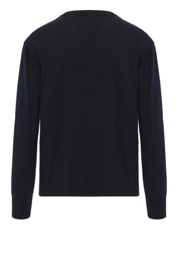 Intarsia knitted wool and cotton sweater in green