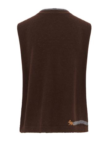 Intarsia knitted wool-blend vest in brown