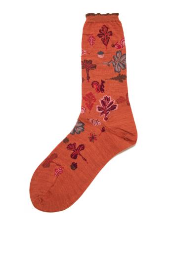 Intarsia wool-blend socks in orange