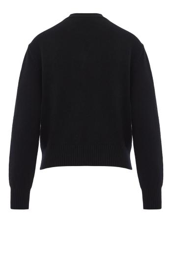 Intarsia knitted wool cardigan in black