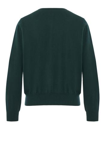 Embroidered cotton and cashmere cardigan in green