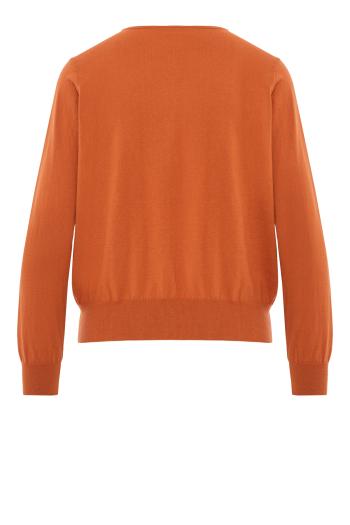 Embroidered cotton and cashmere cardigan in orange