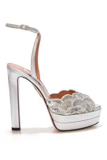 Ce Soir 130 crystal-embellished leather platform sandals in silver