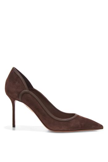 Plush 85 suede and leather pumps in espresso