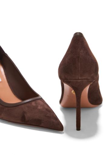 Plush 85 suede and leather pumps in espresso