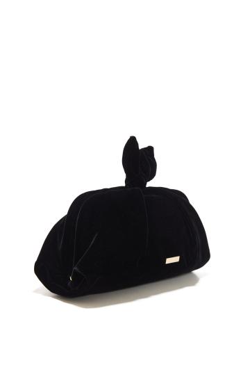 Bow Tie velvet clutch in black